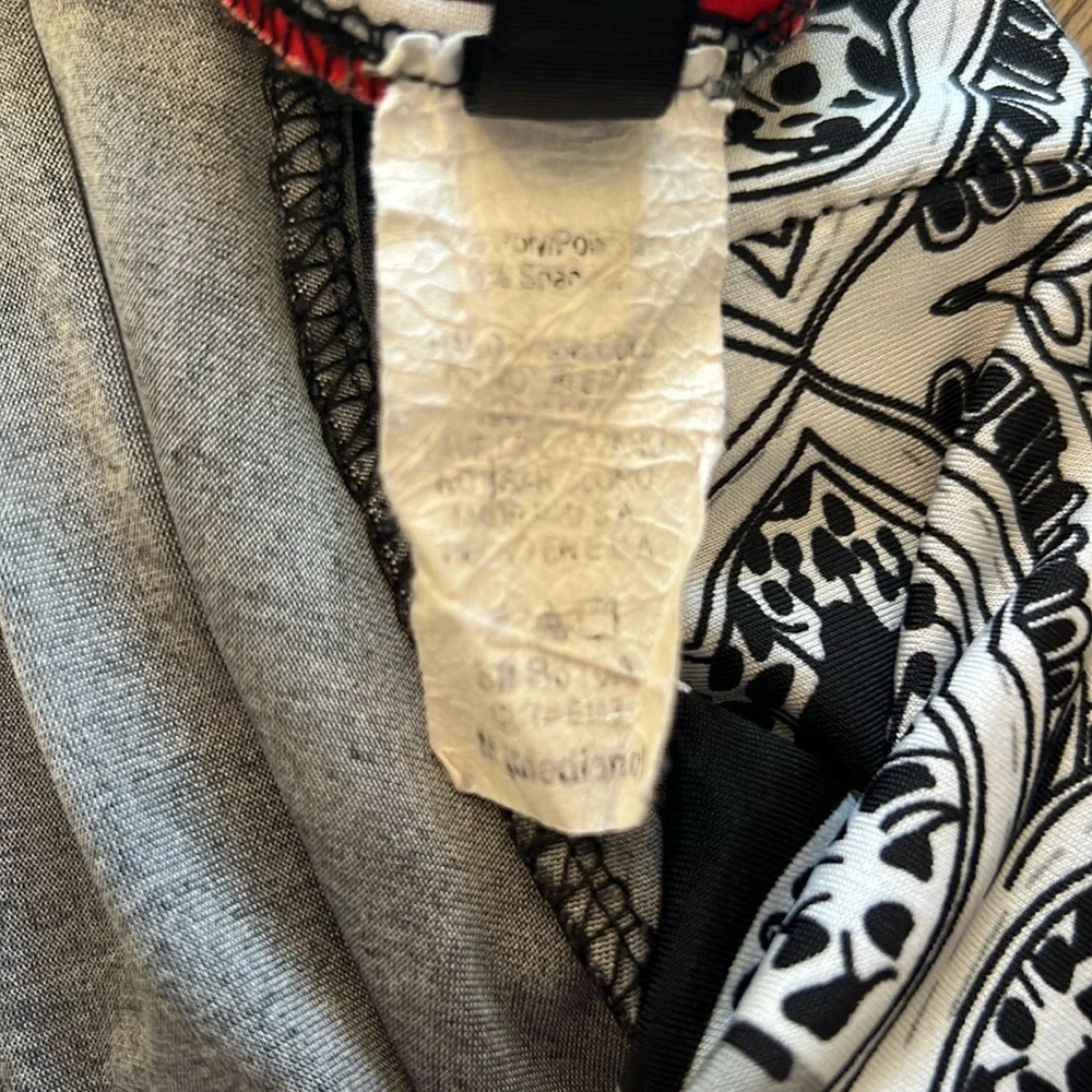 Women's Black and White Patterned Pants Medium
